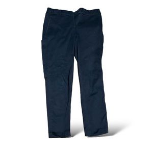 Slim-Fit Blue Business Casual Pants with Cropped Ankles